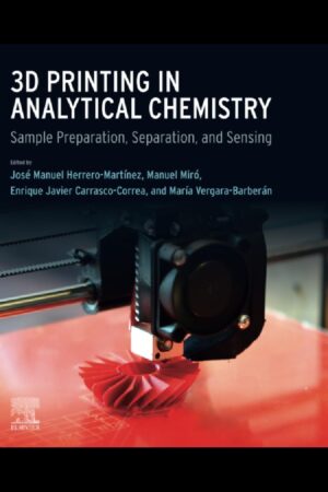 Capa do livro 3D Printing in Analytical Chemistry, mostrando um dispositivo microfluídico impresso em 3D e elementos químicos.