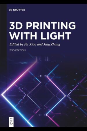 Capa do livro 3D Printing with Light, mostrando um objeto sendo impresso por um feixe de luz em uma resina líquida.