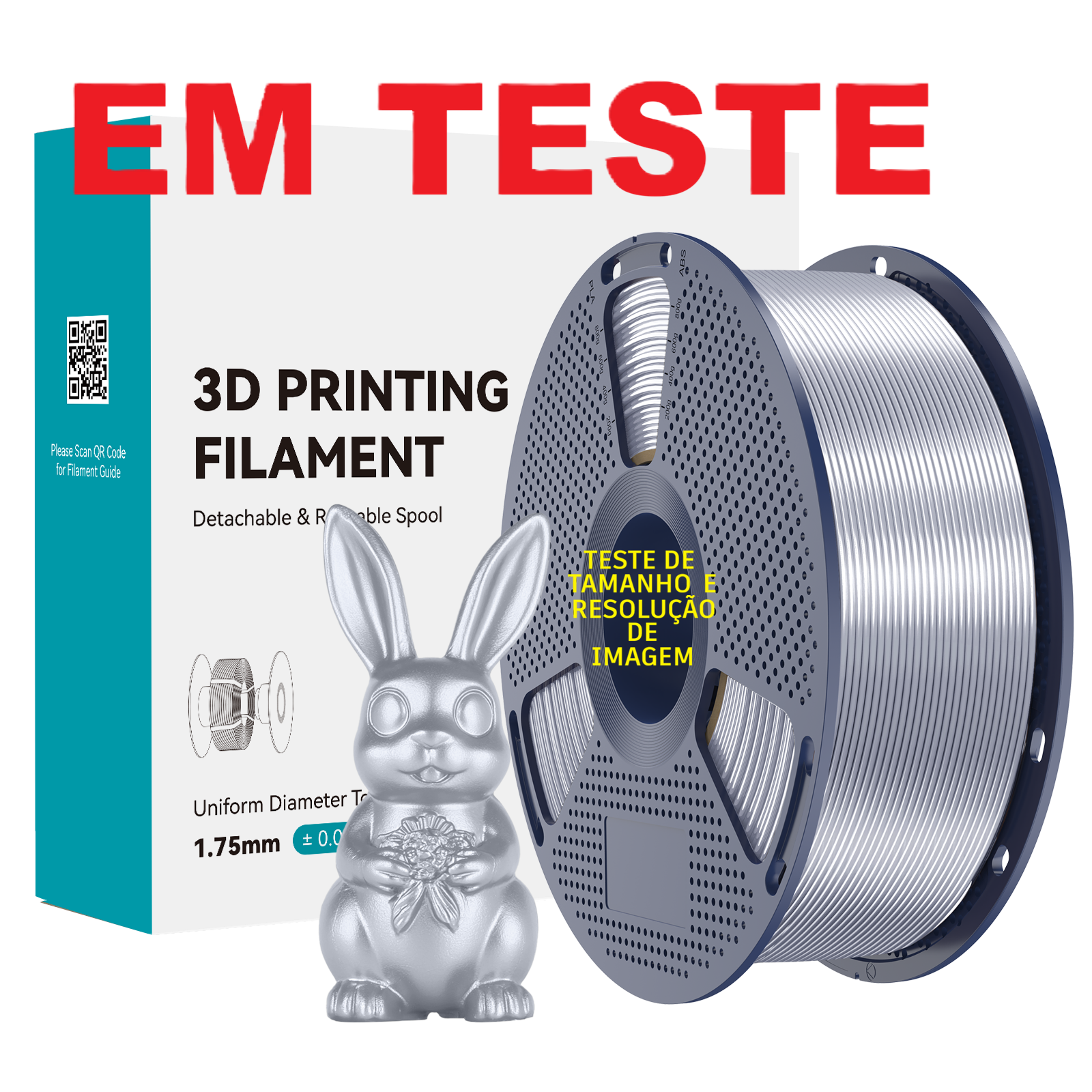 PLA+ SILK SILVER1 - Copia Filamento SUNLU PLA+ SILK (seda) 1,75 mm, 1 kg COM carretel reutilizável - Imagem 1